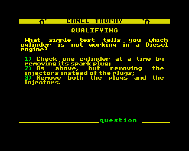 Qualifying quiz question about diesel engines